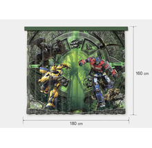 Fotogordijn met Transformers-motief, Optimus Prime en Bumblebee, breedte 180 centimeter, hoogte 160 centimeter.