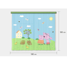 Gordijn voor de kinderkamer met Peppa Pig motief in de tuin, breedte 180 centimeter, hoogte 160 centimeter