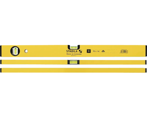 Stabila waterpas type 70, lengte 60 centimeter, met een horizontale en een verticale libel.