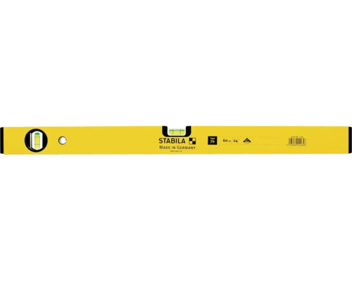 Stabila waterpas type 70, lengte 60 centimeter, met twee libellen.