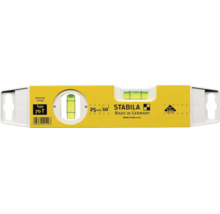 Stabila waterpas type 70 T met een horizontale en een verticale libel, lengte 25 centimeter.