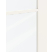 Detailweergave van een binnendeur met glasinzet en horizontale roede.