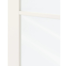 Detailopname van een witte binnendeur met glas en roeden.