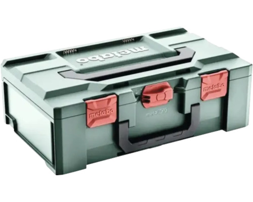 Metabo gereedschapskoffer MetaBOX van kunststof met draaggrepen en sluitclips.
