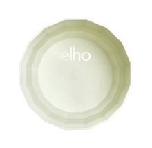 Binnenaanzicht van een veelhoekige bloempot met elho Logo en symbool voor 100 procent recyclebaar materiaal.