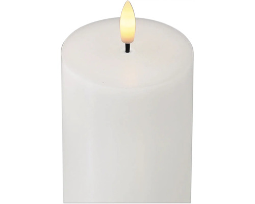 Witte LED stompkaars met licht in de vorm van een vlam.