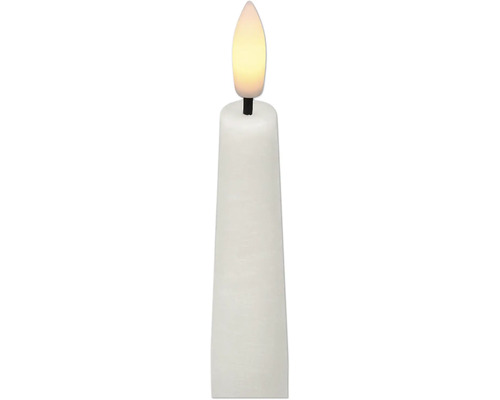 Witte LED-dinerkaars van echte was met flakkerend vlamvormig LED-licht.