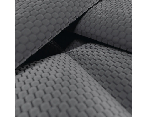 Detailopname van een stof met een vierkante wafelstructuur.