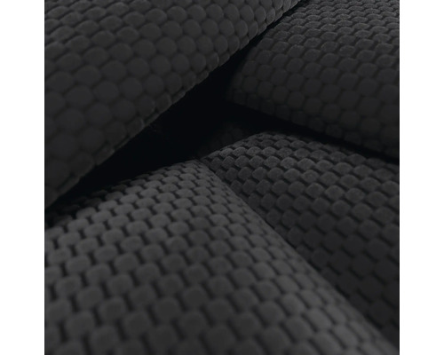 Detailopname van een donkere stof met wafelpatroon voor kussenhoezen of stoffering.