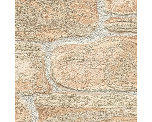 Behang met steenlook en een gestructureerd, korrelig oppervlak.