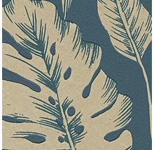 Behang met tropisch bladpatroon en gestructureerd oppervlak, Monstera-motief.