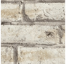 Behang met steenlook en baksteenstructuur voor een wandontwerp in industriële stijl.