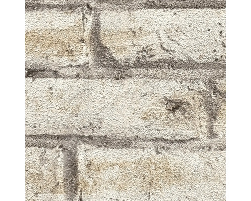 Behang met steenlook en baksteenstructuur voor een wandontwerp in industriële stijl.