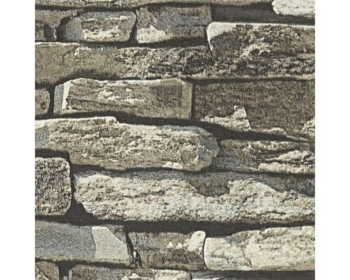 Behang met steenlook en rustiek natuursteenpatroon.