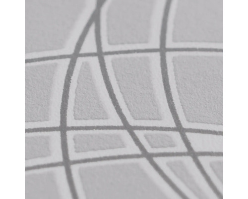 Close-up van behang met een abstract, geometrisch lijnenpatroon