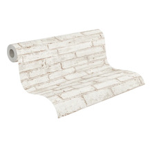 Vliesbehang met steenlook en baksteenpatroon, behangrol.