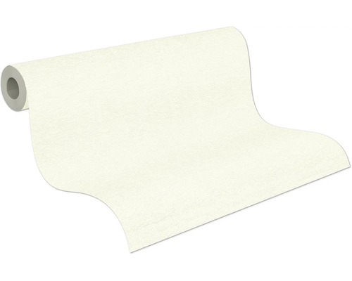 Een rol vliesbehang met een subtiele structuur in een lichte crèmekleur.