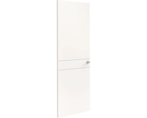 Witte binnendeur met horizontale groeven en zilveren deurkruk.