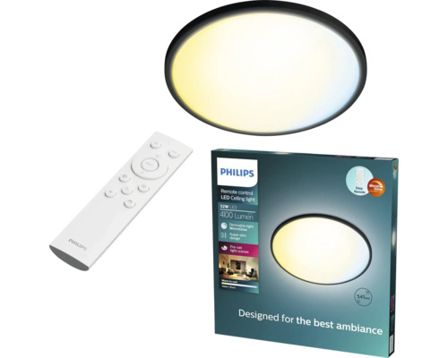 Philips LED-plafondlamp met afstandsbediening, 32 Watt, 4100 lumen, dimbaar, WarmGlow, diameter 541 millimeter, inclusief verpakking.
