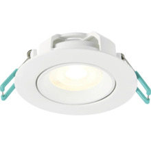 LED inbouwspot rond wit plat met zijdelingse montageveren.