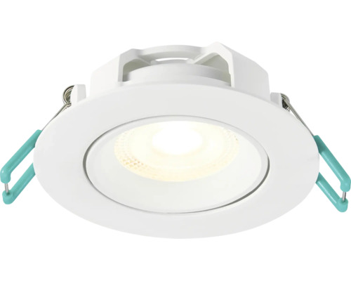 LED inbouwspot rond wit plat met zijdelingse montageveren.