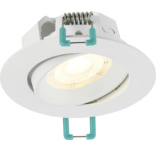 Ronde, kantelbare LED-inbouwspot in wit met bevestigingsveren.