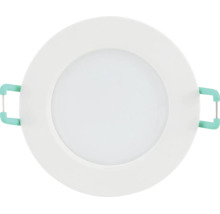 Ronde LED-inbouwspot met wit frame en diffuser en zijdelingse montageklemmen.