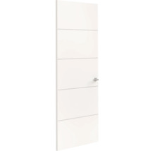 Witte binnendeur met horizontale groeven en zilverkleurige deurkruk.