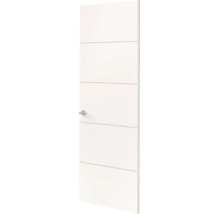 Witte binnendeur met vier horizontale groeven en deurklink.