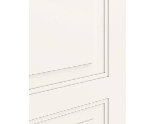 Detailweergave van een witte binnendeur met paneelprofiel en sierfrezing in landelijke stijl.