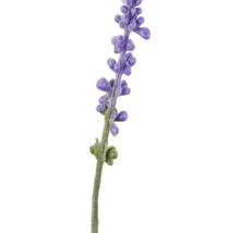 Kunstbloemsteel met kleine paarse bloemknoppen en een groene, gestructureerde steel.