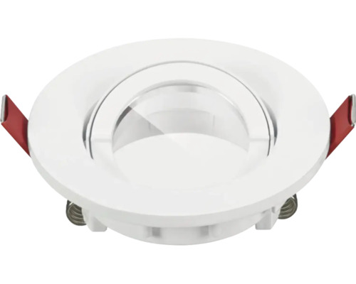 Ronde LED-inbouwspot in het wit met bevestigingsveren aan de zijkant.