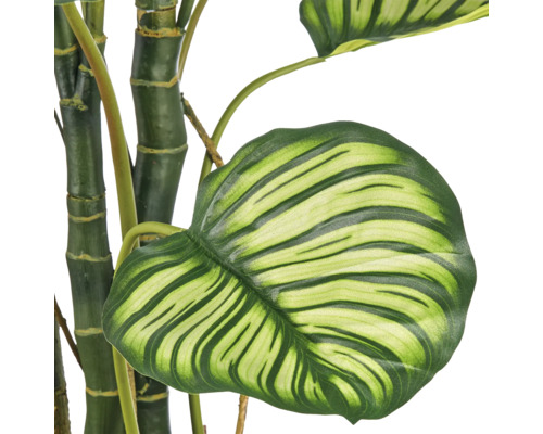Kunstmatige Calathea kamerplant met gedetailleerde bladeren en een robuuste stam als decoratieve kunstplant voor binnenshuis.