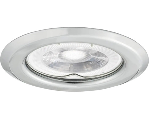 Ronde inbouwspot in chroom met een glazen lens met textuur.