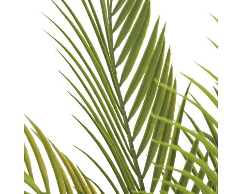 Detailopname van de bladeren van een kunstpalm.