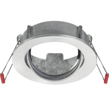 Ronde metalen inbouwring voor spots met bevestigingsveren aan de zijkant.