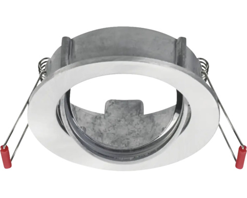 Ronde metalen inbouwring voor spots met bevestigingsveren aan de zijkant.