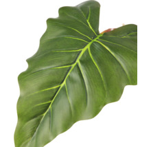 Kunstmatig Philodendron blad met duidelijke nerven en golvende rand.
