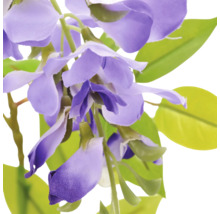 Kunstplant blauwe regen van textiel en kunststof met paarse bloemen en groene bladeren.