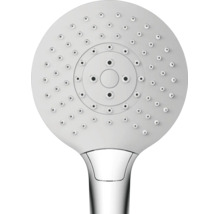 Ronde handdouche met concentrisch geplaatste sproeigaatjes en omstelknop.