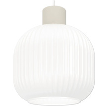 Ronde lampenkap voor hanglampen van wit geribbeld glas.