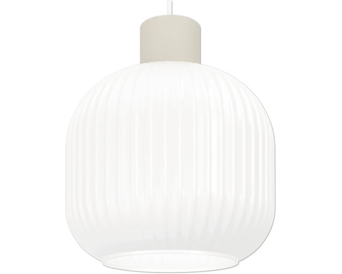 Ronde lampenkap voor hanglampen van wit geribbeld glas.