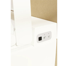 Detailweergave van het zijbedieningspaneel van een douche-wc met symbolen voor ventilatie en reinigingsfuncties.