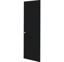 Moderne donkere binnendeur met een zilverkleurige deurklink.