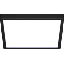 Vierkante LED-plafondlamp met zwart frame.