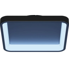 Rechthoekige LED-plafondlamp met afgeronde hoeken en zwart frame.