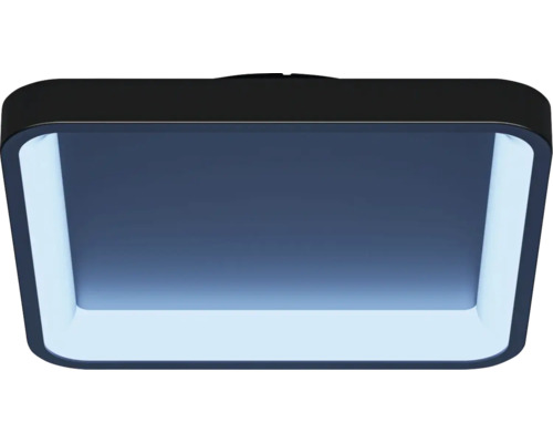 Rechthoekige LED-plafondlamp met afgeronde hoeken en zwart frame.