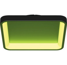 Vierkante LED-plafondlamp met afgeronde hoeken en naar binnen schijnend licht.
