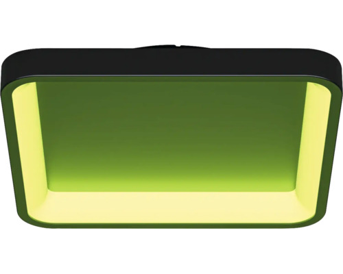 Vierkante LED-plafondlamp met afgeronde hoeken en naar binnen schijnend licht.