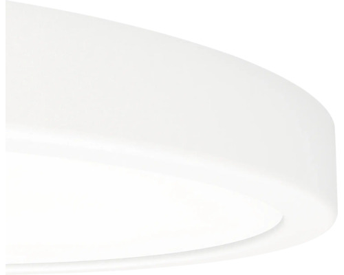 Ronde plafondlamp van wit kunststof.